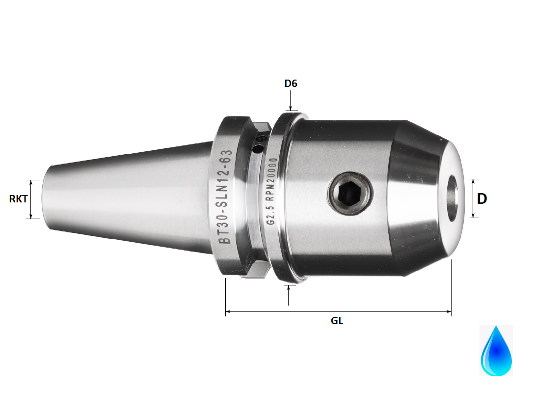 BT30 8.0mm End Mill/Weldon Holder, Form AD (Medium/High Accuracy)